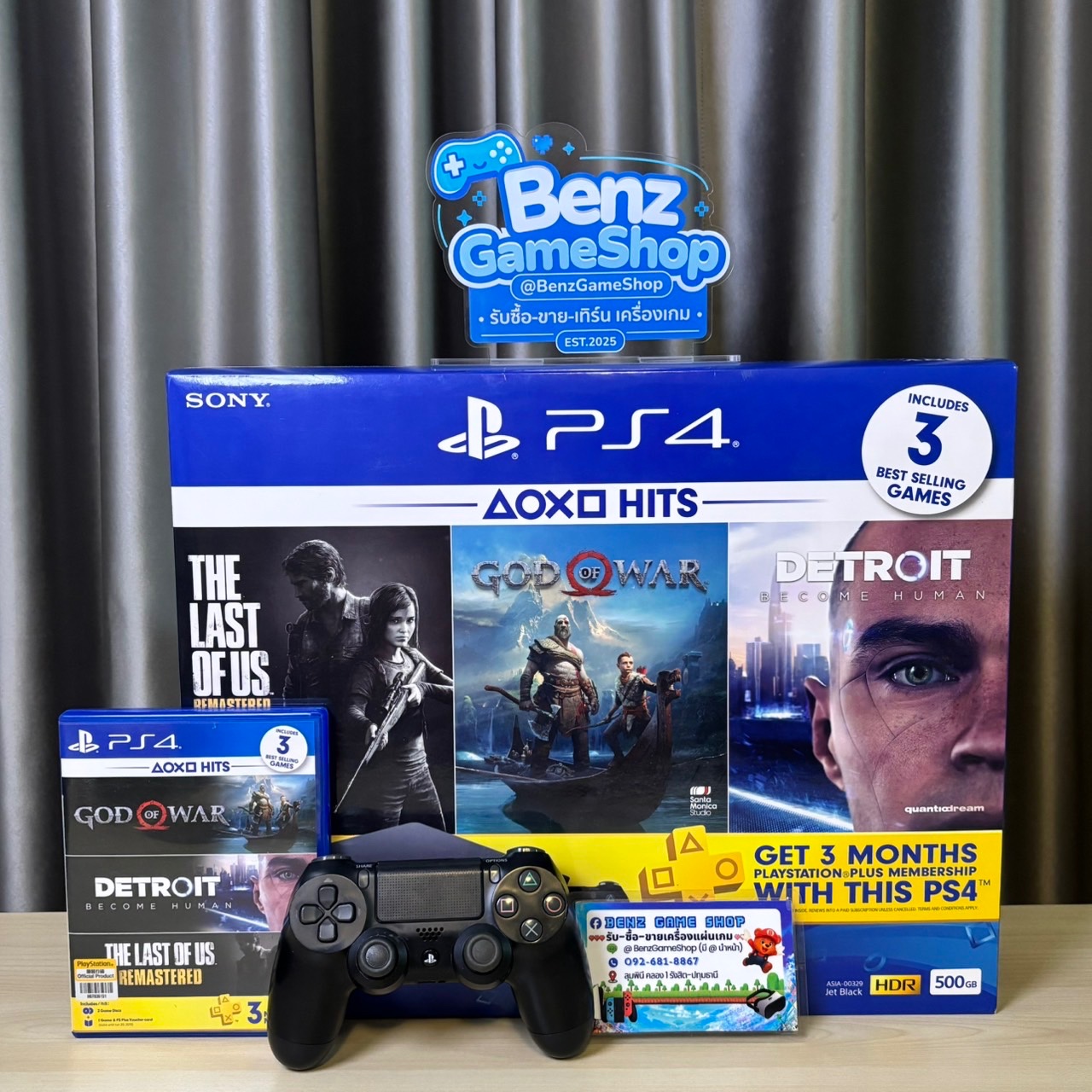 PlayStation 4 Slim 500GB (Jet Black) ชุด PS4 Hits ครบกล่อง + 2 เกม (มือสอง)